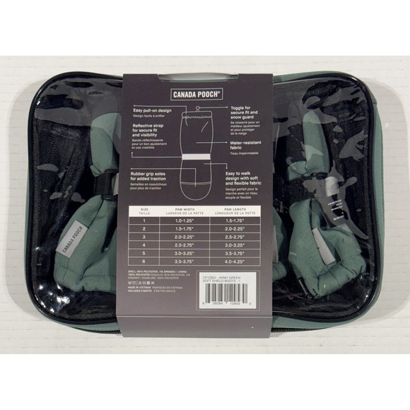 CANADA POOCH - Soft Shield Dog Boots Booties (Set Of 4) - Army Green - Size 1